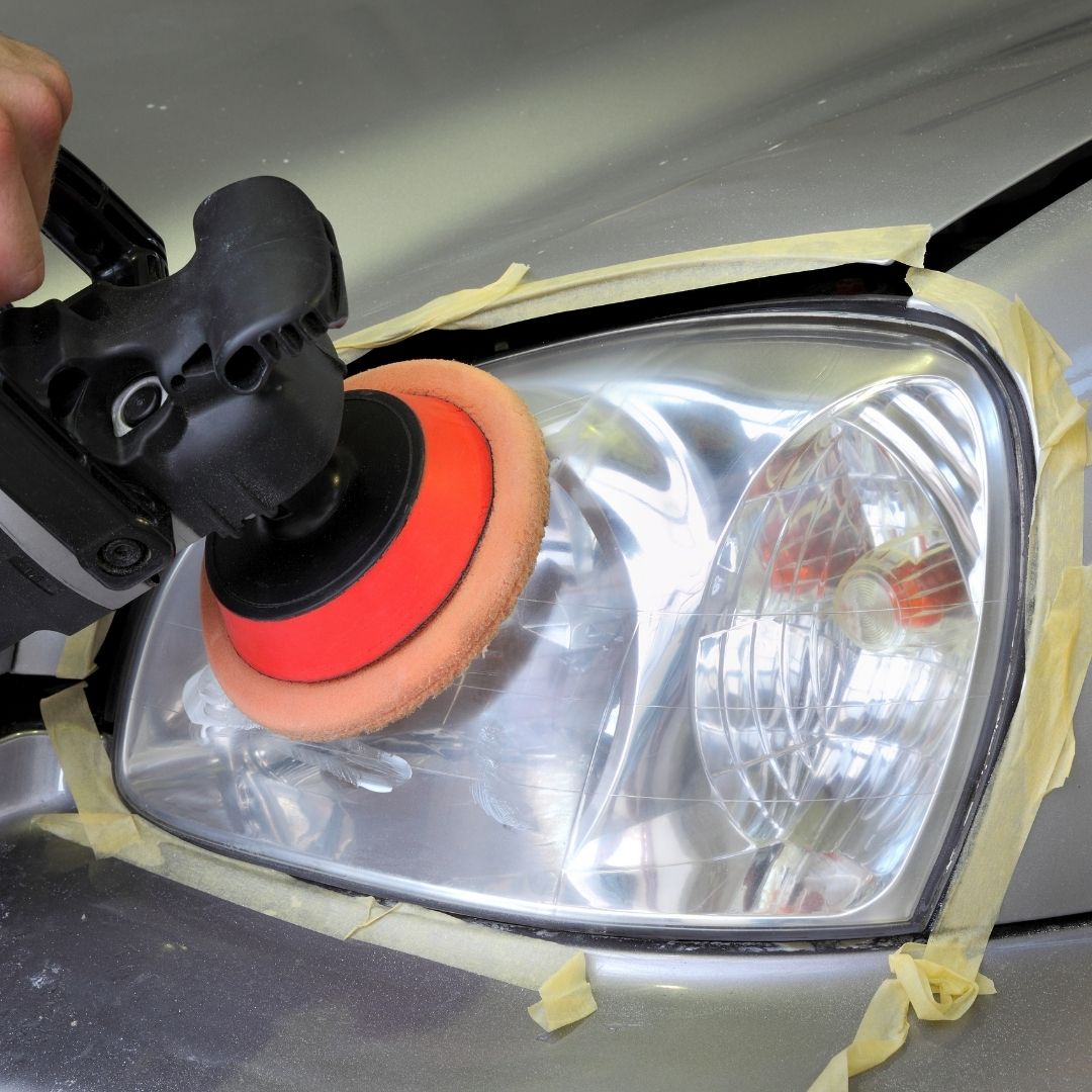 When polishing headlights use tape around the edges to protect paintwork